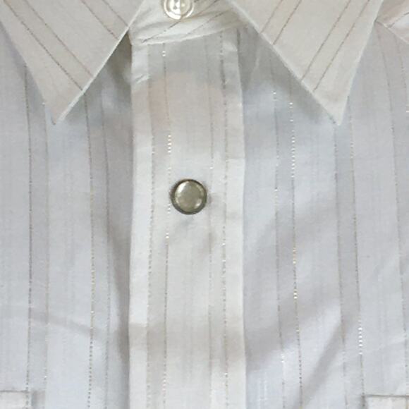 Crazy Cowboy Long-Sleeve White Snap Button Shirt with Gold Stripes Size L - Picture 8 of 14
